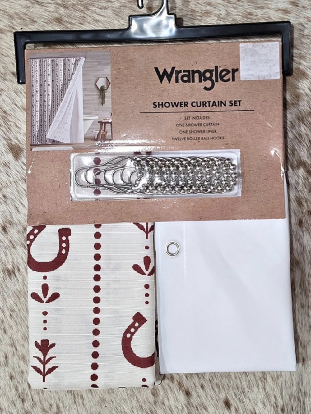 Wrangler Stables Stripe Red Shower Curtain Set